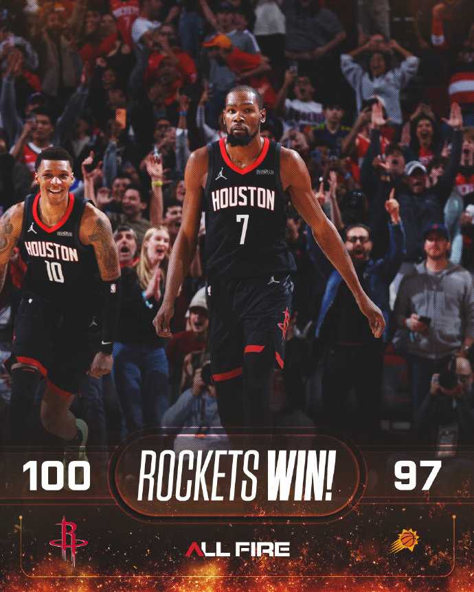 三分绝杀老东家，火箭已三杀太阳！杜兰特26分10板，布克空砍27分